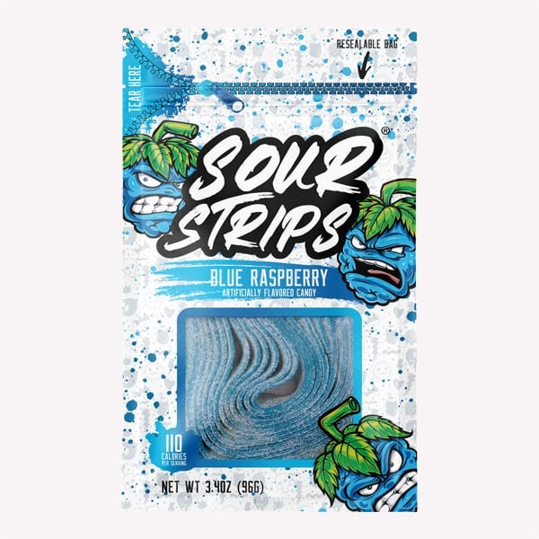 Sour Strips Blue Raspberry 3.4 oz Peg Bag