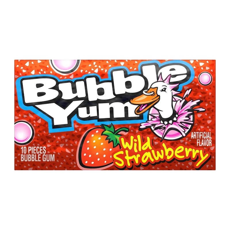 Bubble Yum Wild Strawberry Flavored Gum