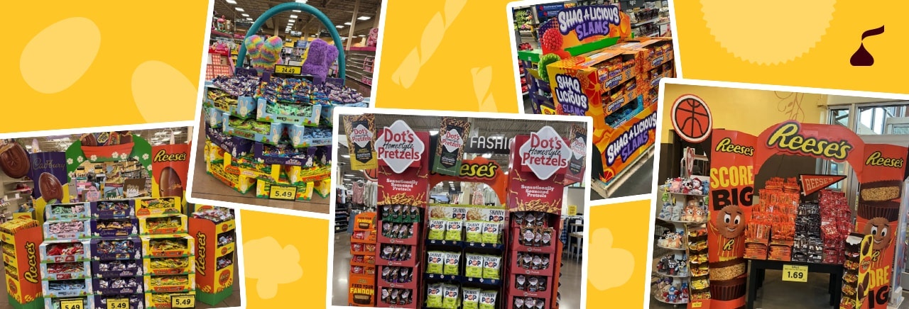 Hershey's product displays in a store