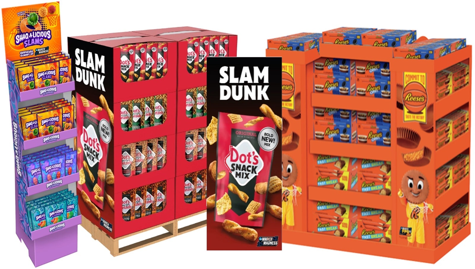 Reese's, Shaq-A-Licious SLAMS, and Dot's Original Snack Mix March Madness lineup