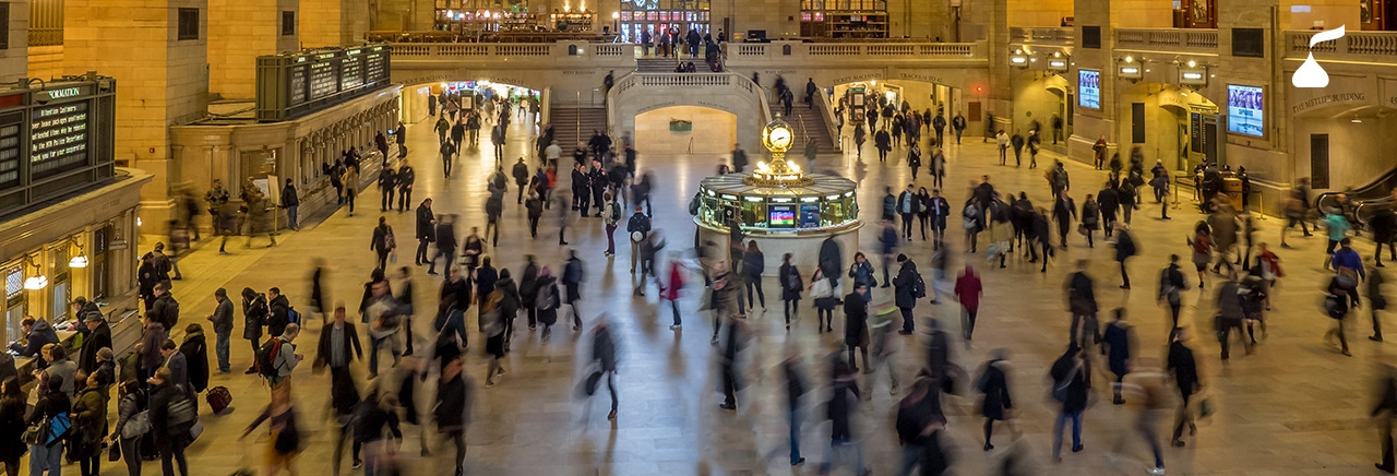 People walking in a train station