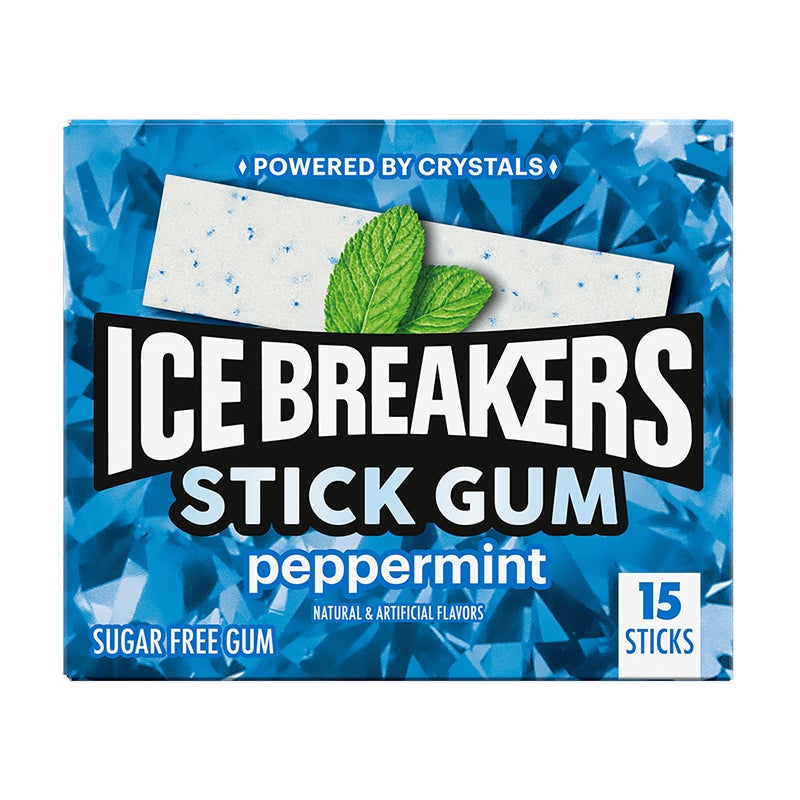 Ice Breakers Stick Gum peppermint package with 15 sticks