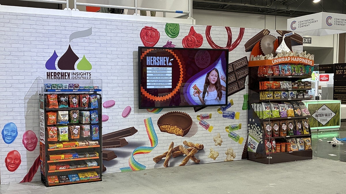 Hershey brands on display, showing how the company turns snacking insights into permissible indulgence, bold flavors and new formats.