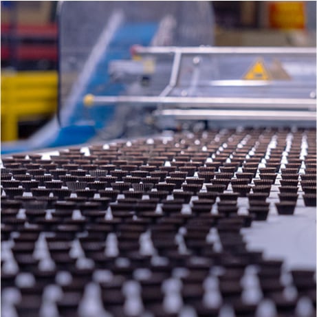 Chocolate being produced in a factory