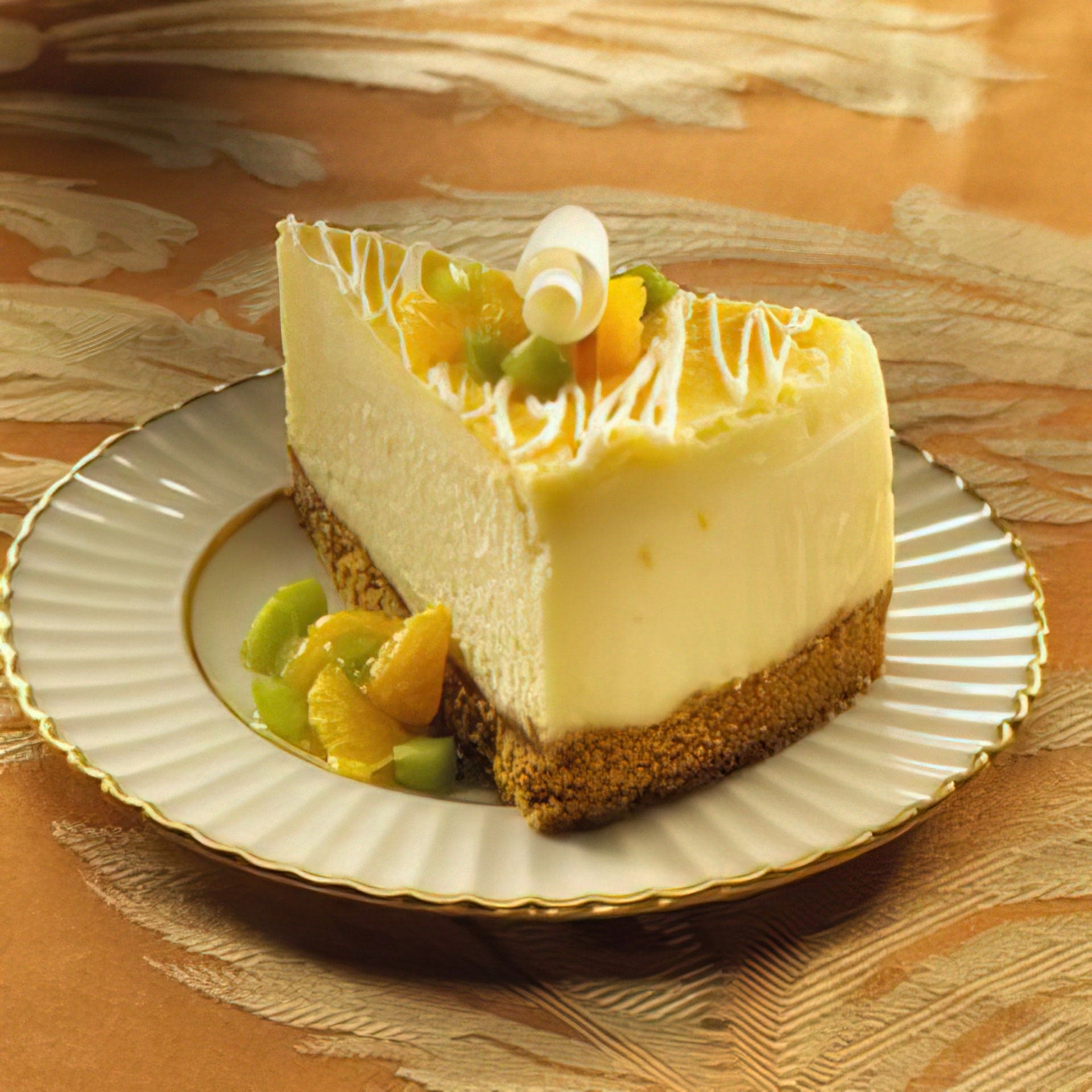 Citrus White Cheesecake With White Chip Drizzle