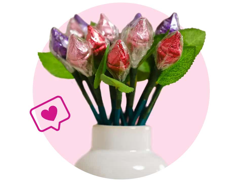 bouquet of hersheys kisses candy roses