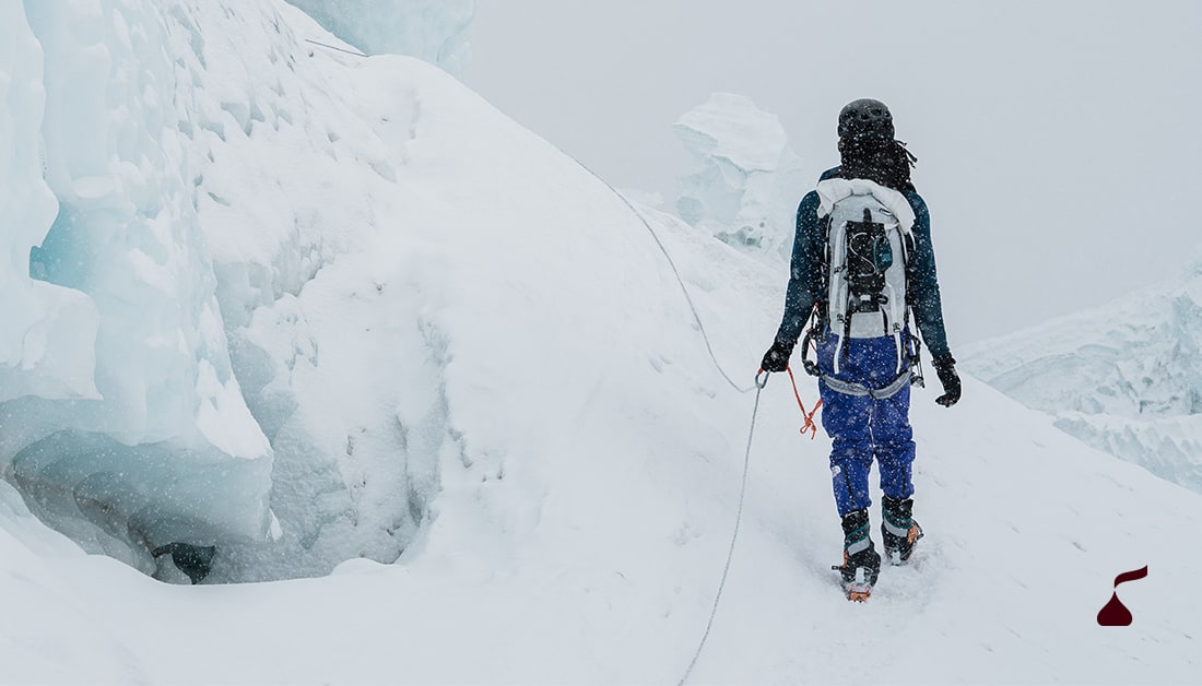 Person walking in snow